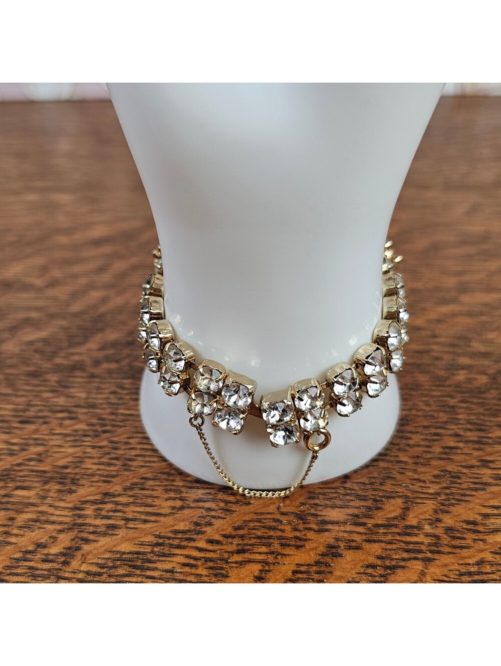 Vintage Eisenberg Ice Rhinestone Bracelet Green Smoky Crystal Signed 7" - Picture 4 of 15